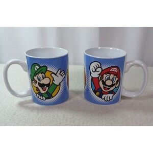 Nintendo Super Mario Bros Coffee Mug Set of 2  Mario Luigi Princess Peach 2022